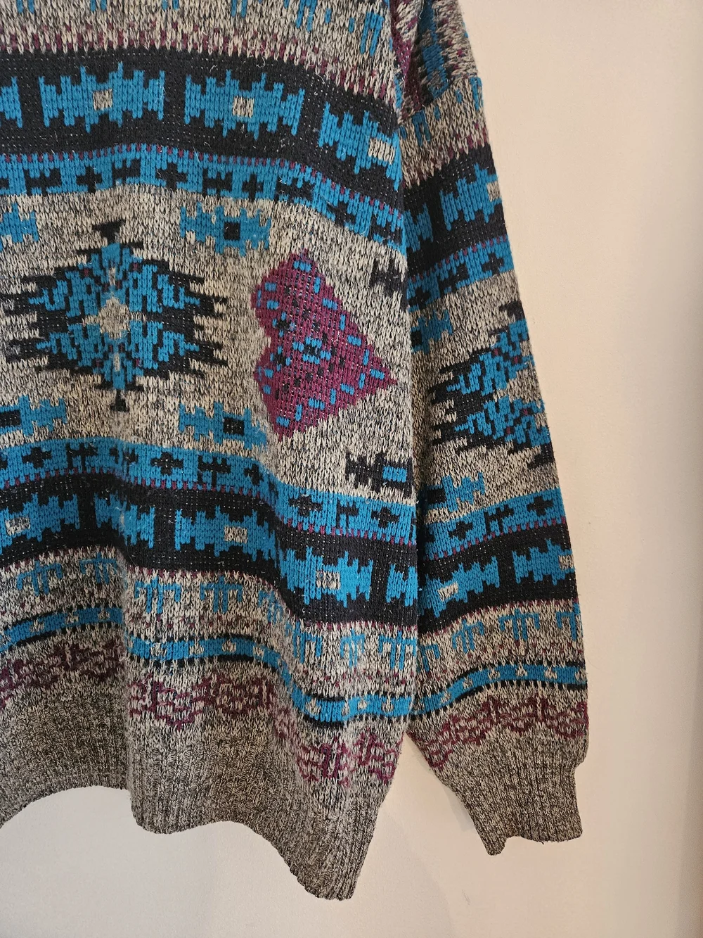 Vintage Sears Mens Store Crewneck Sweater Mens Large Aztec 80s 90s - Picture 4 of 6